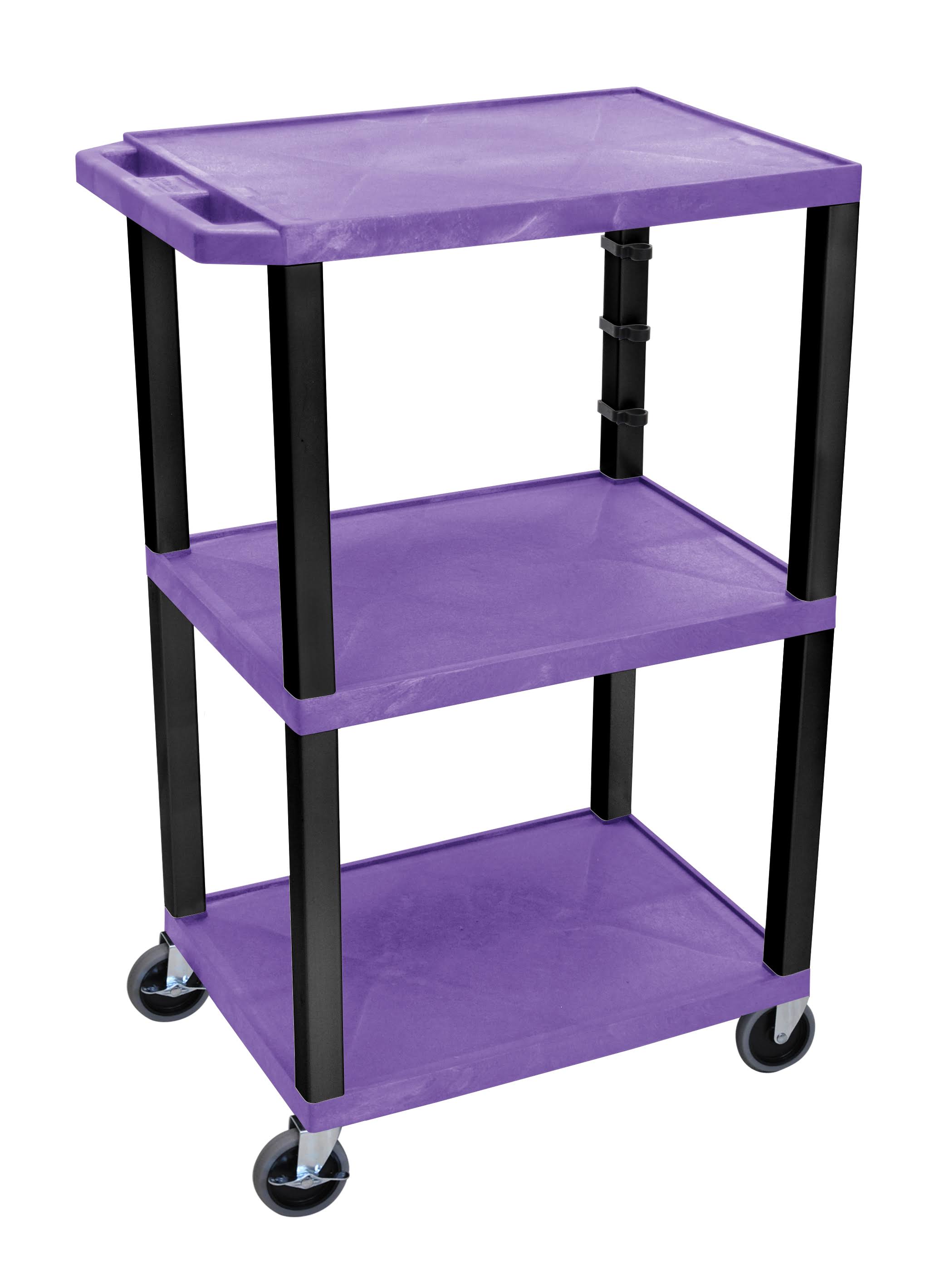 Luxor Tuffy Cart 3 Shelves Black Legs: Purple WT42PE-B