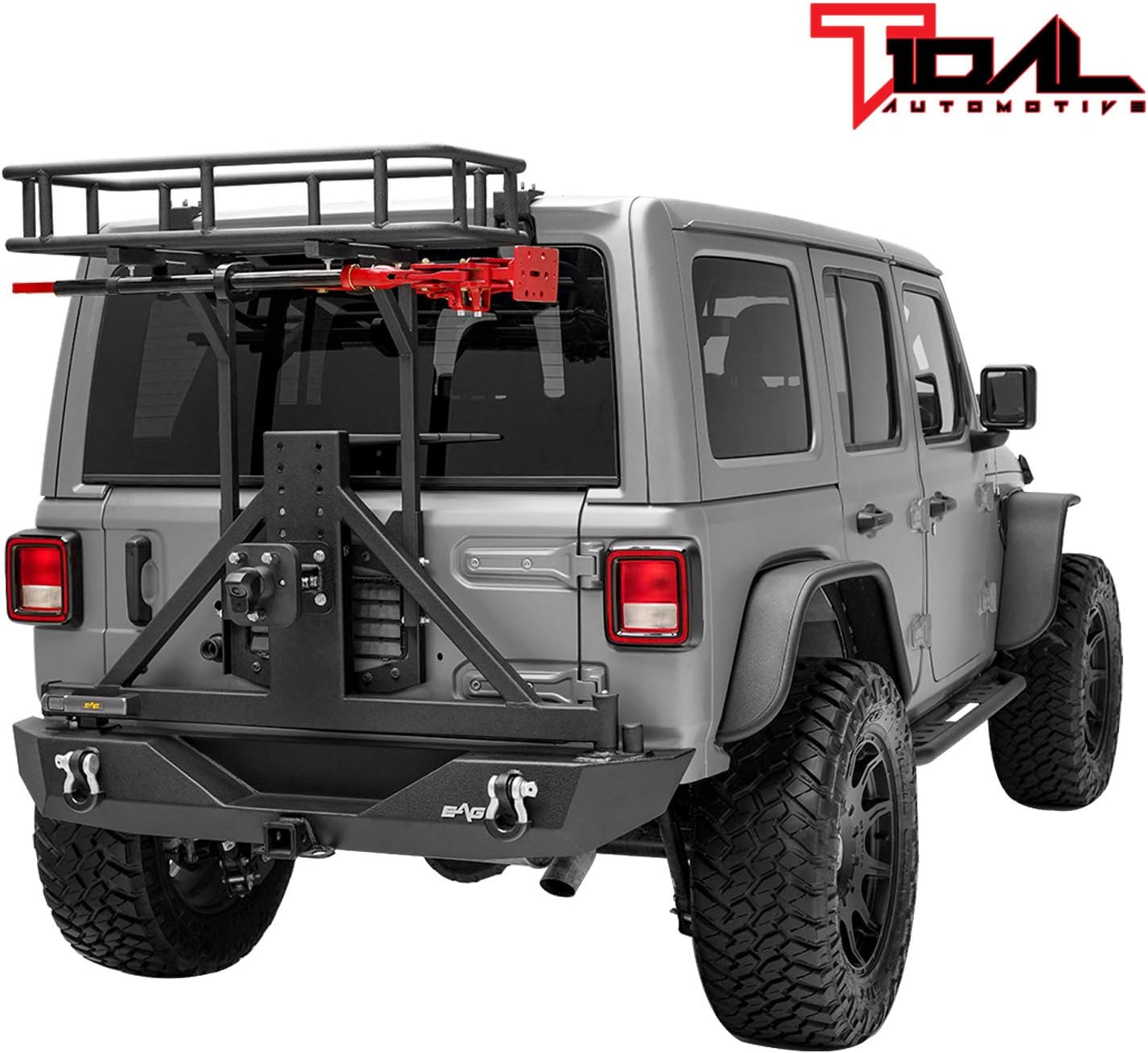 Tidal Rear Cargo Carrier Basket on OE Tailgate with Jack Mount Fit for 18-22 Wrangler JL