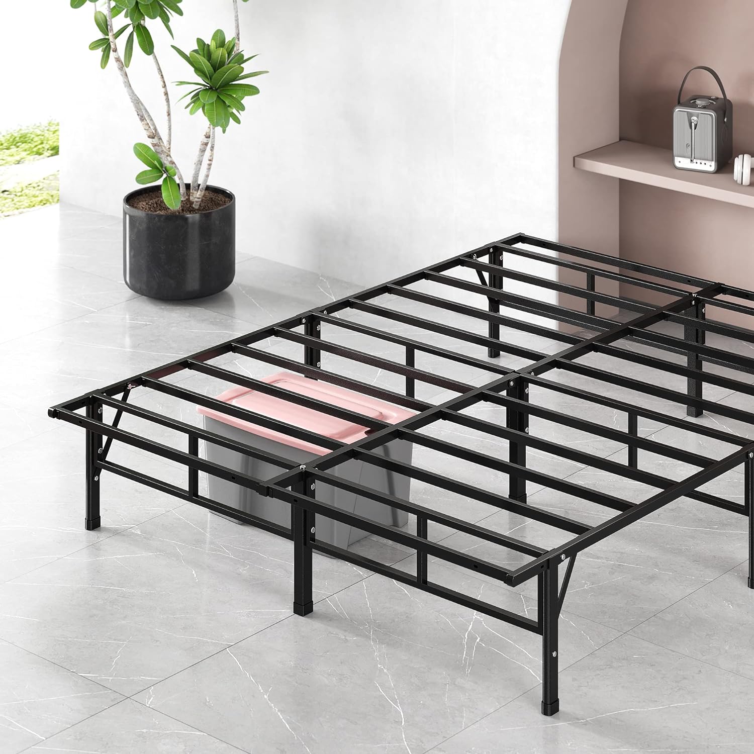 ZINUS SmartBase Compack Mattress Foundation / 14 Inch Metal Bed Frame / No Box Spring Needed / Sturdy Steel Slat Support, Narrow Twin, Black