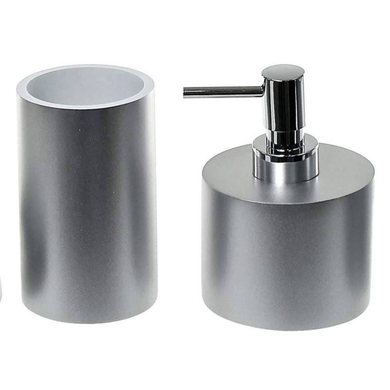 Gedy YU581-73 Yucca Bathroom Accessory Set, Silver