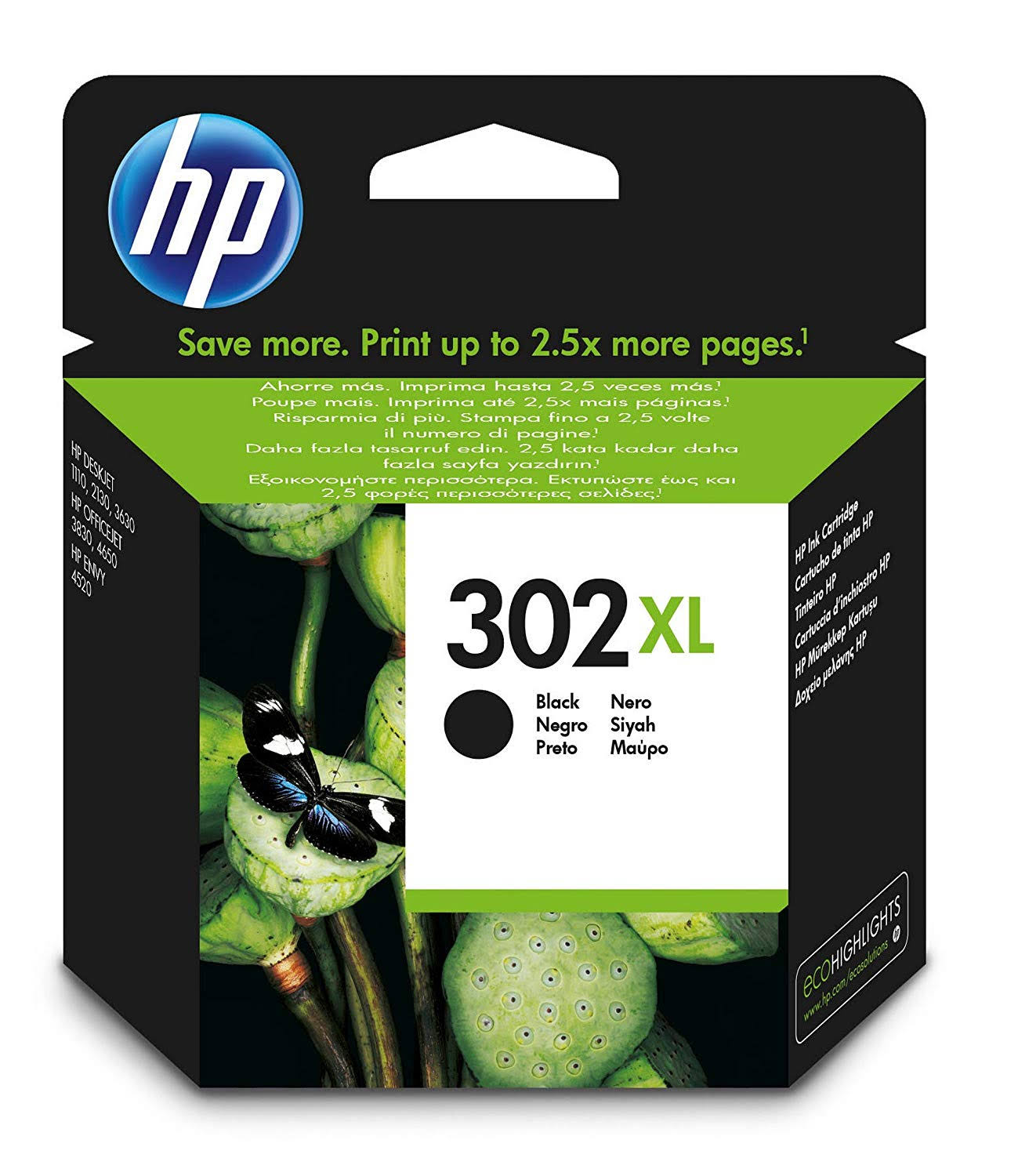 HP F6U68AE 302XL High Yield Original Ink Cartridge, Black, Single Pack