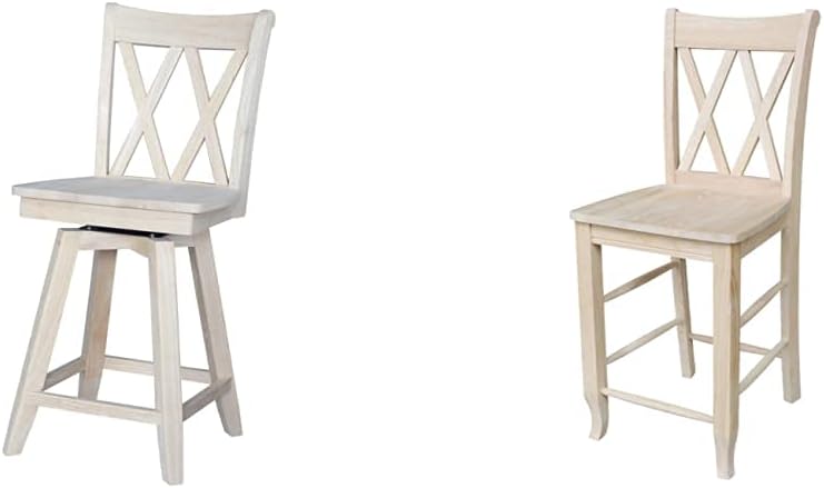 International Concepts Double X Back counterheight Swivel seat Counter Height Stool, 24