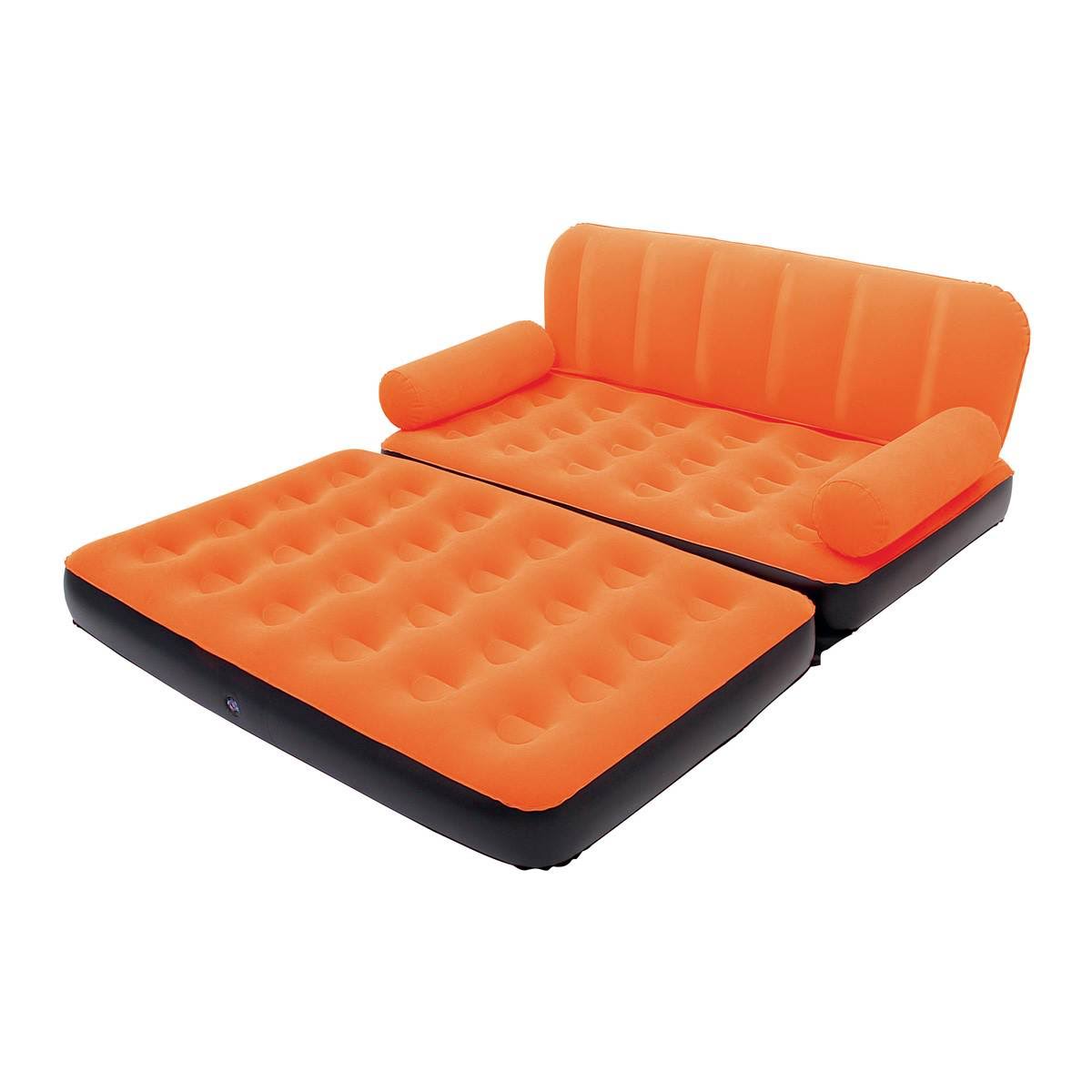 Bestway 10027 Multi-Max Air Couch with Sidewinder AC Air Pump Orange 2 Pack