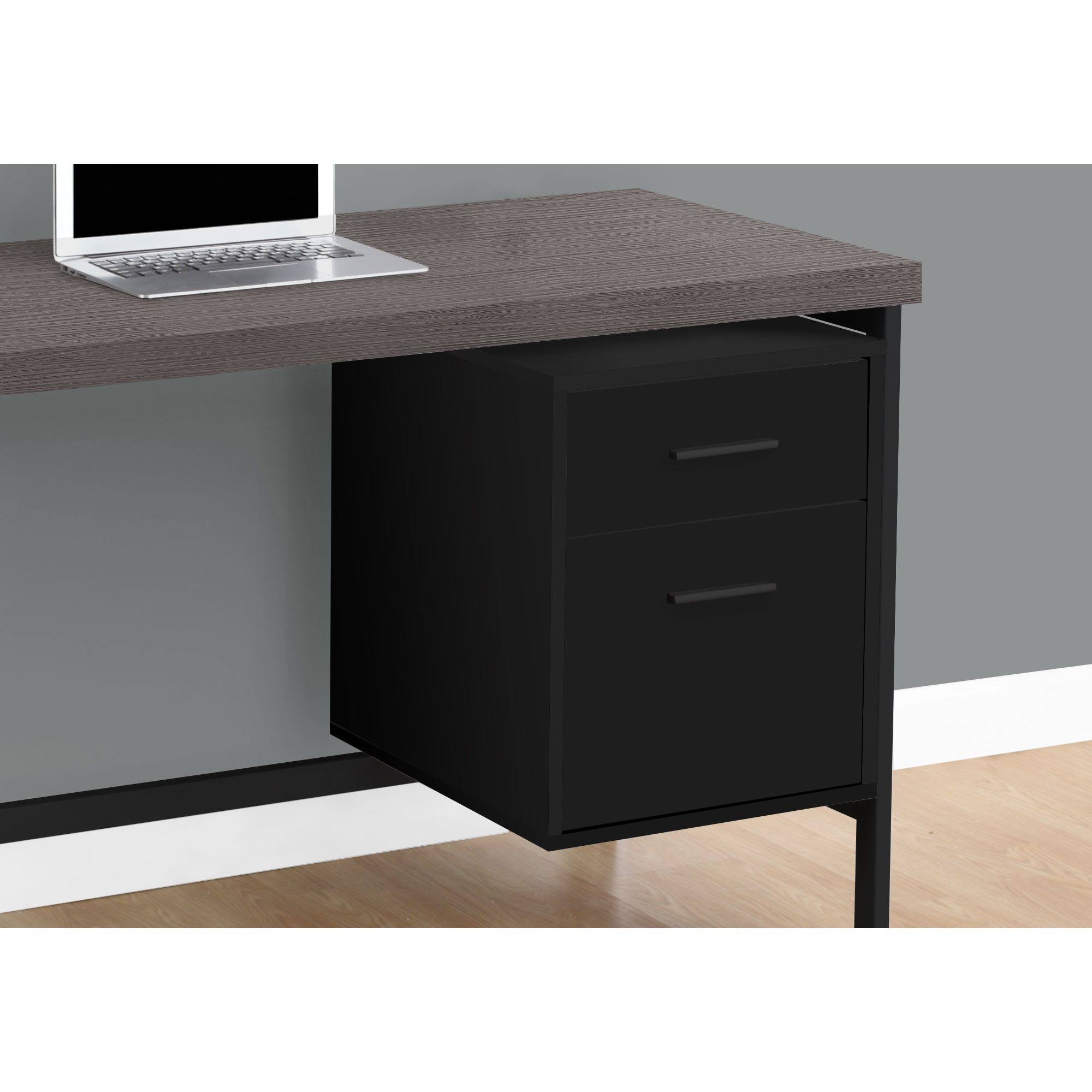 47.25x22 Black and Gray Contemporary Rectangular Computer Desk with Drawers