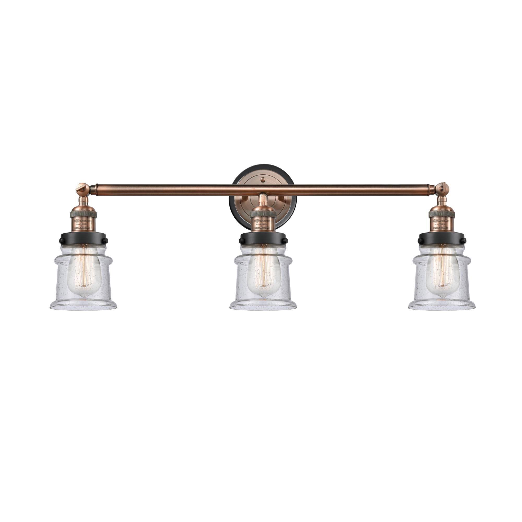 Innovations Lighting Bruno Marashlian Small Canton 30 inch 3 Light Bath Vanity Light - 205AC-BPBK-HRBK-G184S