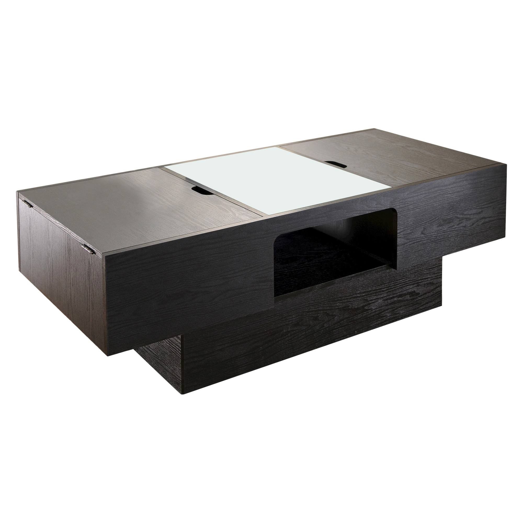 Kathline Modern Rectangular Coffee Table with Hidden Storage Black Homes