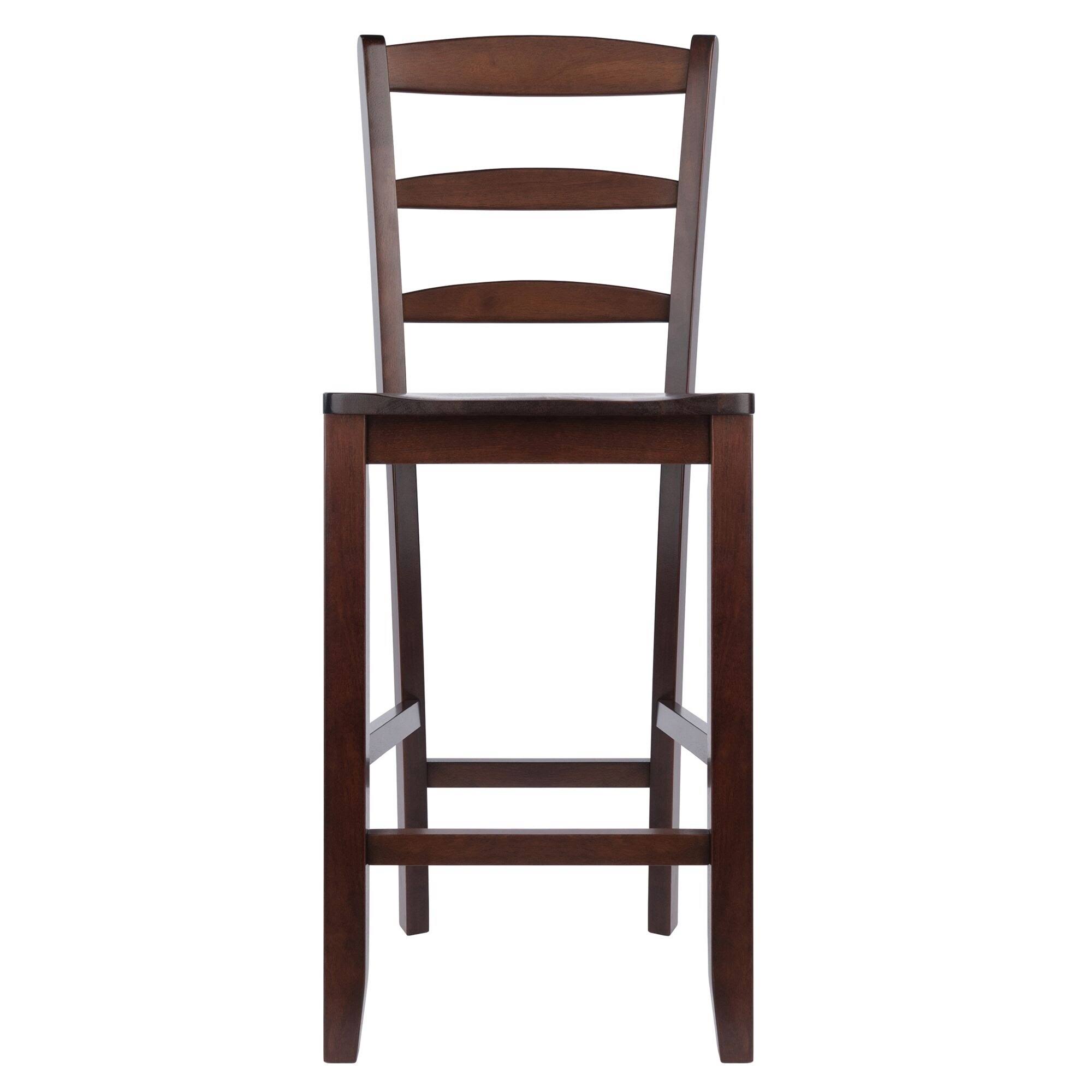 Set of 2 Antique Walnut Ladder Back Design Counter Stool 39.25x22