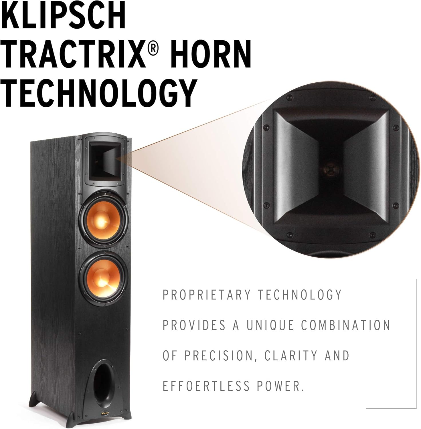 Klipsch Synergy Black Label F-300 Floorstanding Speaker with Proprietary Horn Technology, Dual 8” High-Output Woofers, with Room-Filling Sound in Black