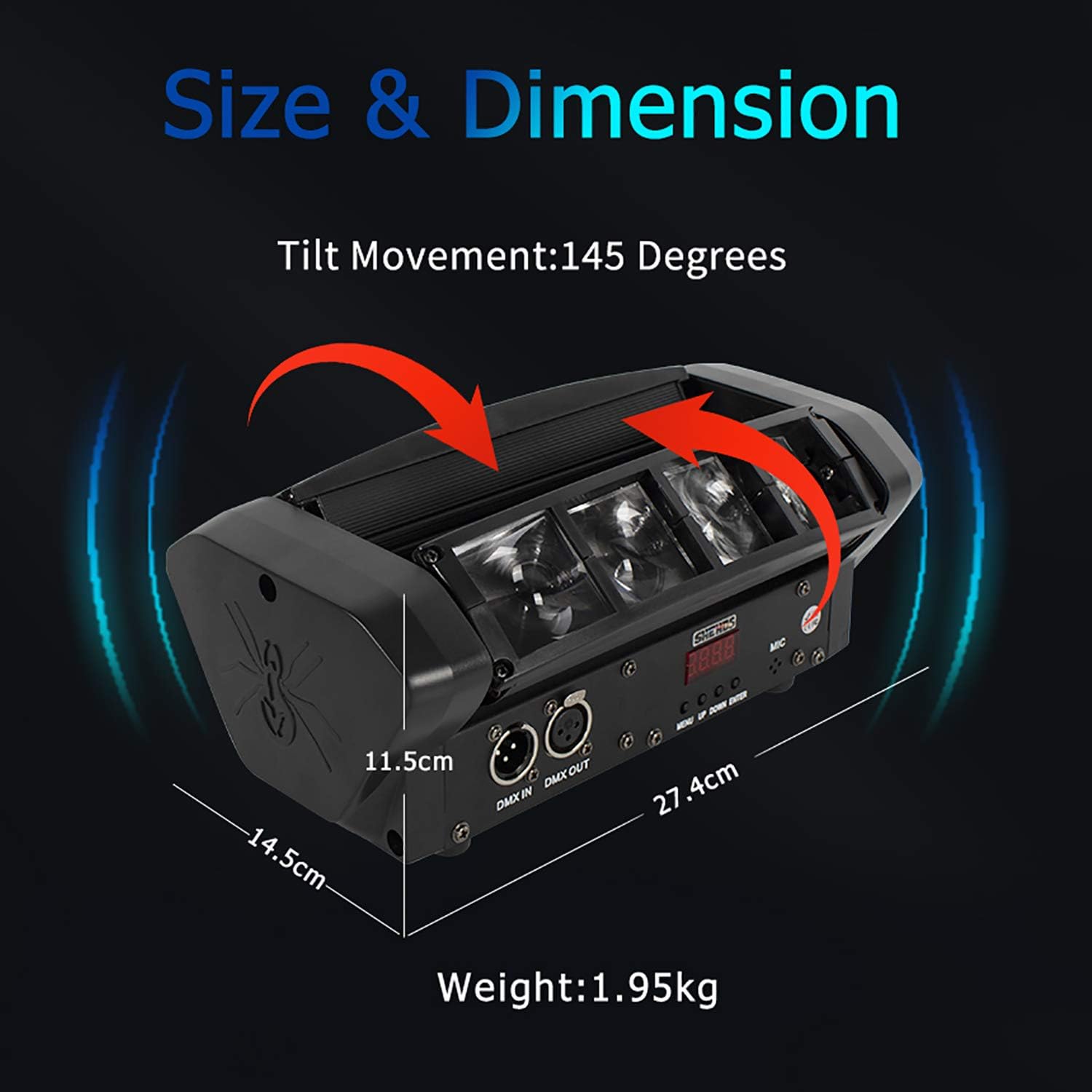 SHEHDS Beam Stage Lights 8x6W RGBW Mini LED Strobe Light DMX-512 Control Moving Head Party Light Bar DJ Light Sound Activated for Pub Festival Disco Show Wedding Event