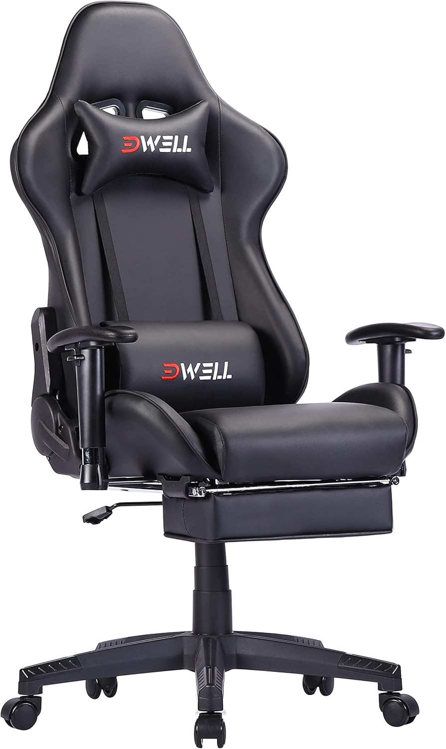 Gaming Chair,Racing Gaming Chair,Ergonomic Recliner Computer Game Chair,Height Adjustable Desk Chair,Backrest Support and High Back Design with 360&deg;-Swivel Seat for Executive Office or Gaming (RED)