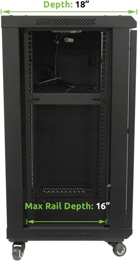 NavePoint 15U Wall Mount Network Server Cabinet Rack Glass Door Lock w/Casters and Shelves