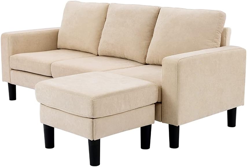 Panana Convertible Sectional Sofa Couch Modern L-Shaped Couch 3 Seat Fabric Sofa for Small Space (Grey)