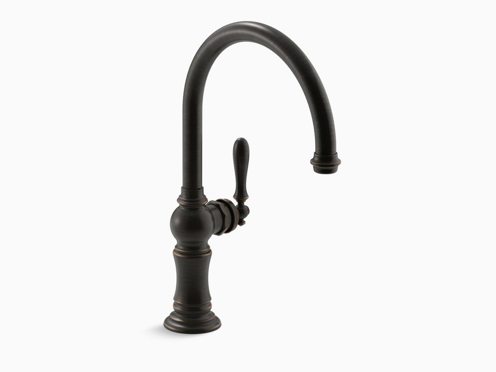 Kohler K-99263-2BZ Artifacts Single Hole Kitchen Sink Faucet with 14-11/16 in Swing Spout - Oil Rubbed Bronze