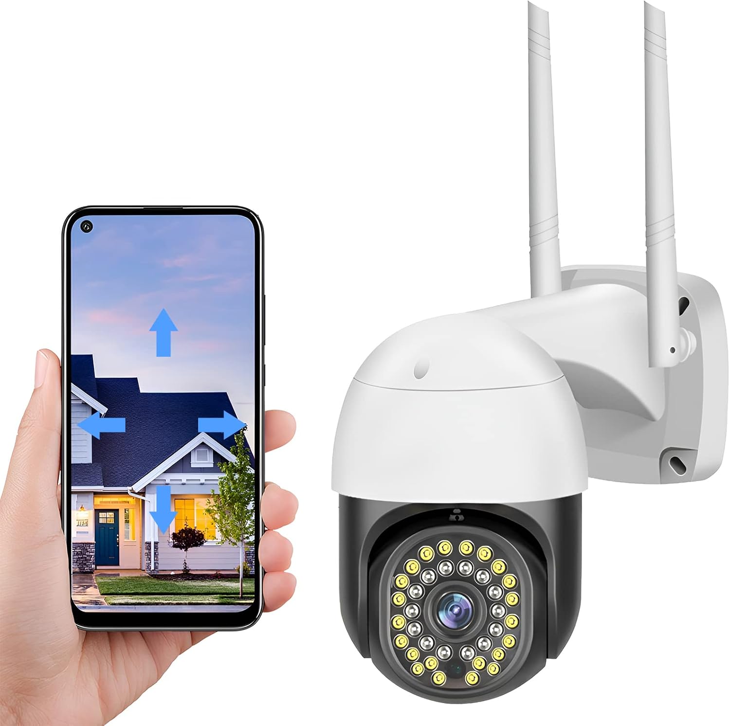3MP Security Camera Outdoor, TUMAN Pro WiFi Surveillance Cameras Home Security, 360&deg; Panoramic Full Color Night Vision, Motion Detection Auto Tracking Smart Alerts, 2-Way Audio, IP66 Weatherproof