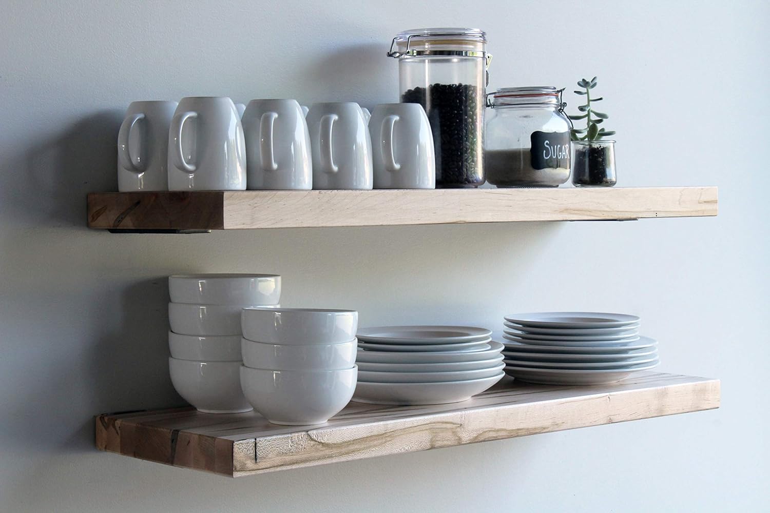 Urban Legacy Modern Hardwood Deep Shelves | Set of 2 | New Wood | Wormy Maple | Furniture Grade Clear Coat | Sturdy High Weight Capacity (36