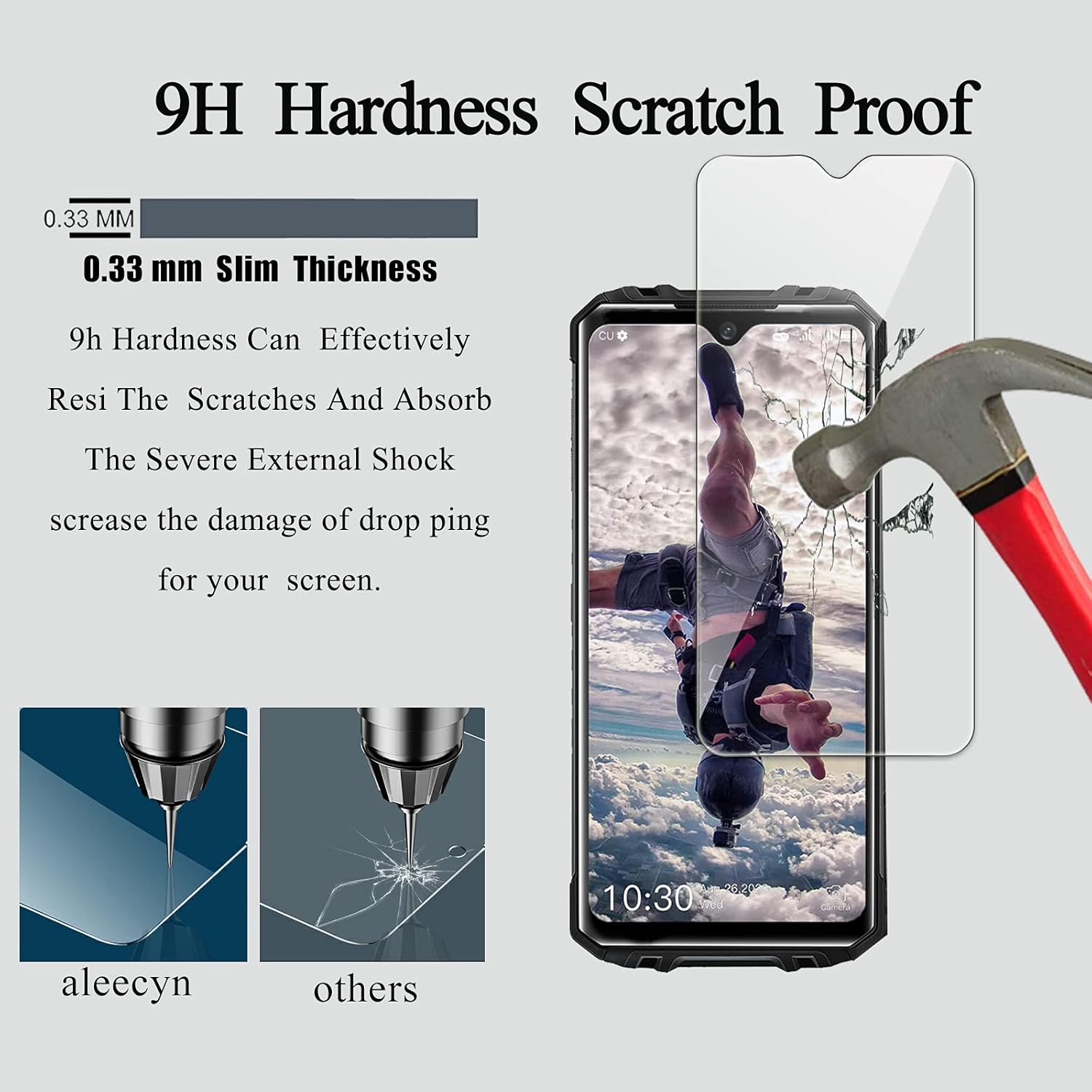 Aleecyn (3 Pack) Screen Protector for OUKITEL WP8 Pro, Tempered Glass Film 9H Hardness HD,2.5D Film Easy install,Anti-Scratch,Bubble Free, Compatible for OUKITEL WP8 Pro