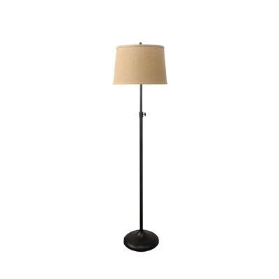 Encanto 61.75x22 Floor Lamp Canora Grey Base Color: Black, Shade Color: Natural