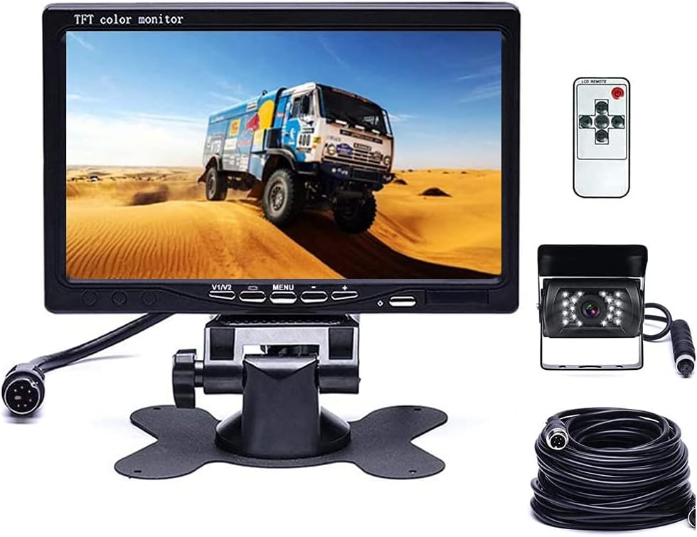 HD Backup Camera Kit 7 Inch LCD Rear View Camera Monitor, P67 Waterproof Night Vision, Easy Installation Back up Rearview Cam for Trucks, RVs, Trailers, Bus, Harveste, Pickup, Motor Home, Van ect.