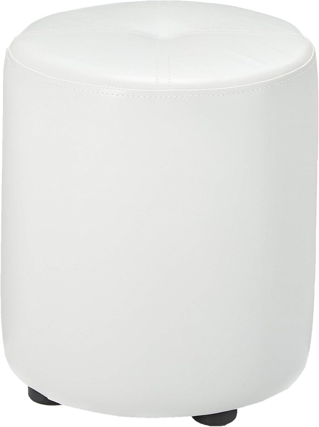 Kings Brand Furniture Josue Round Ottoman Stool, White Vinyl Pack of 2