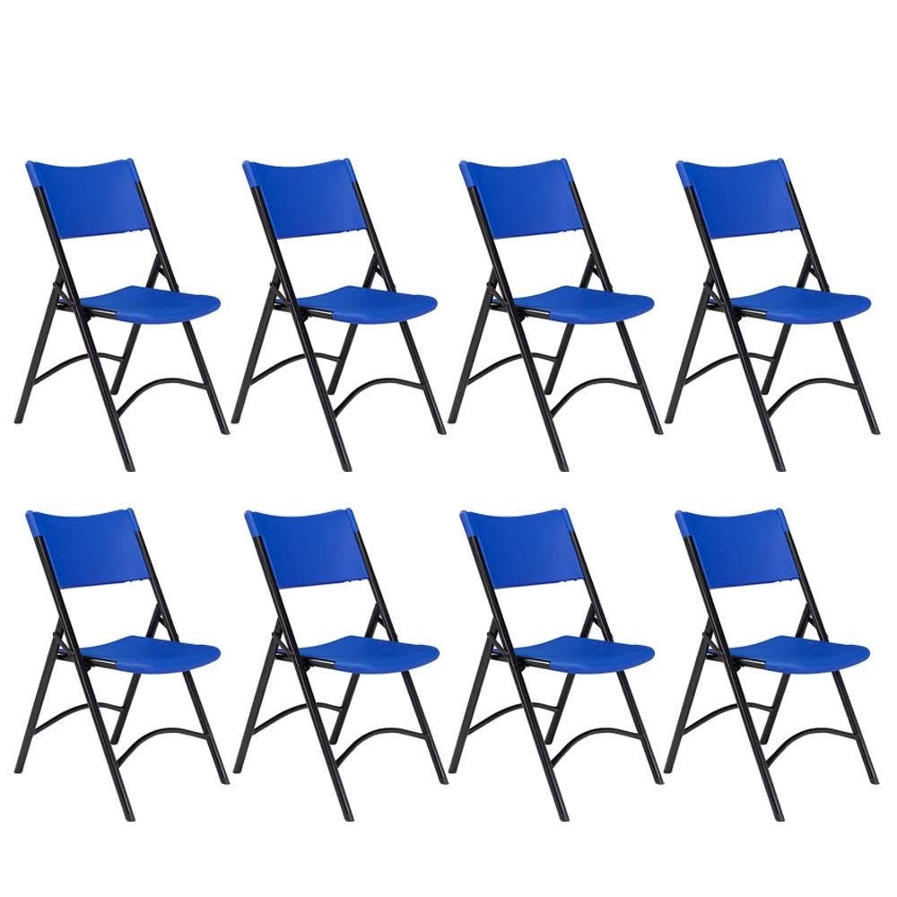 National Public Seating 600 Series Heavy Duty Plastic Folding Chair, Blue (Pack of 8)