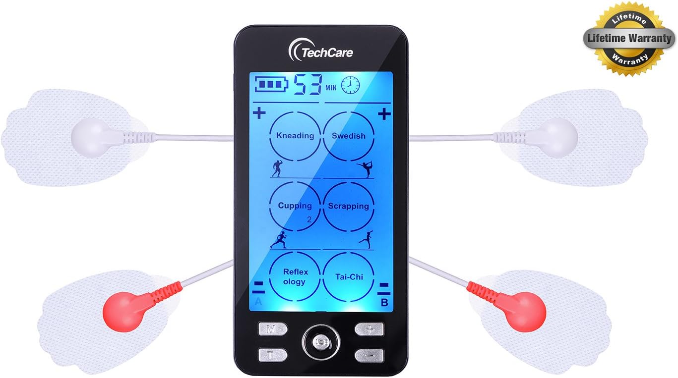 TechCare Plus 24 Modes Tens Unit Massager Rechargeable Unit Electric Complete Set + Massage Belt + Reflexology Shoes Back Neck Pain