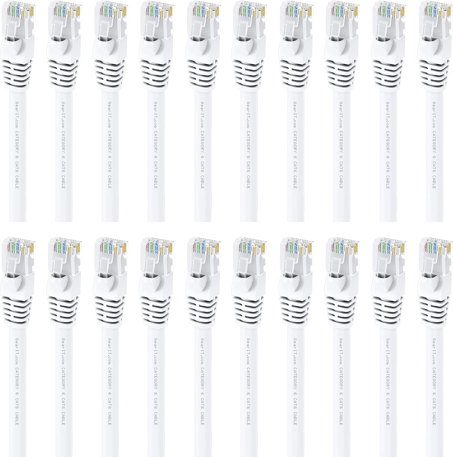 GearIT Cat 6 Ethernet Cable 25 ft (20-Pack) - Cat6 Patch Cable, Cat 6 Patch Cable, Cat6 Cable, Cat 6 Cable, Cat6 Ethernet Cable, Network Cable, Internet Cable - White 25 Feet