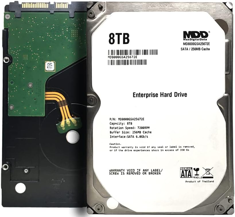 MaxDigitalData 8TB 7200 RPM 256MB Cache SATA 6.0Gb/s 3.5inch Internal Enterprise Hard Drive (MD8000GSA25672E) - 3 Years Warranty
