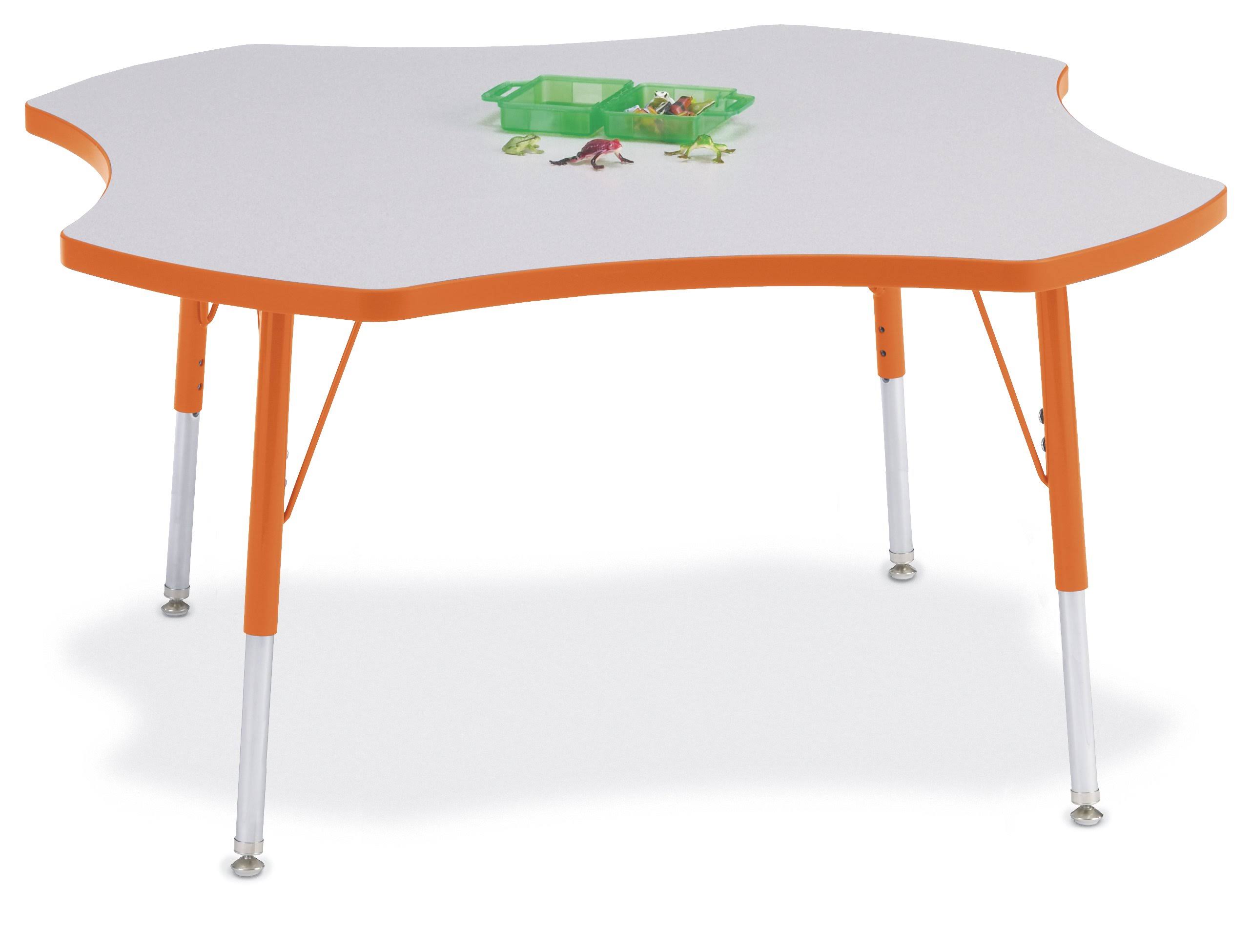 Jonti-Craft KYDZ Activity Table - Four Leaf 48x22 24x22 - 31x22 Gray/Orange
