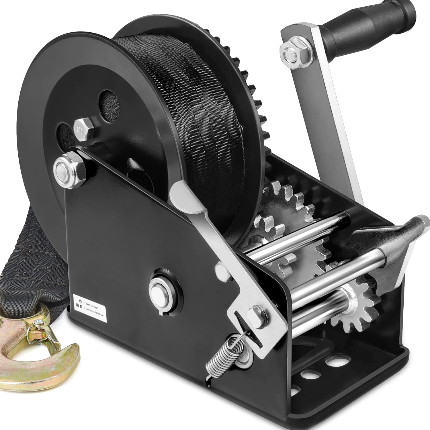 Megalint Boat Trailer Winch 3500lbs with 33ft Strap, Heavy Duty Hook Portable Hand Winch, Steel Cable 3500lb Winch Two Way Ratchet Manual Winch for SUV ATV UTV Boat for 4:1/8:1 Gear Crank Winch Pack of 2