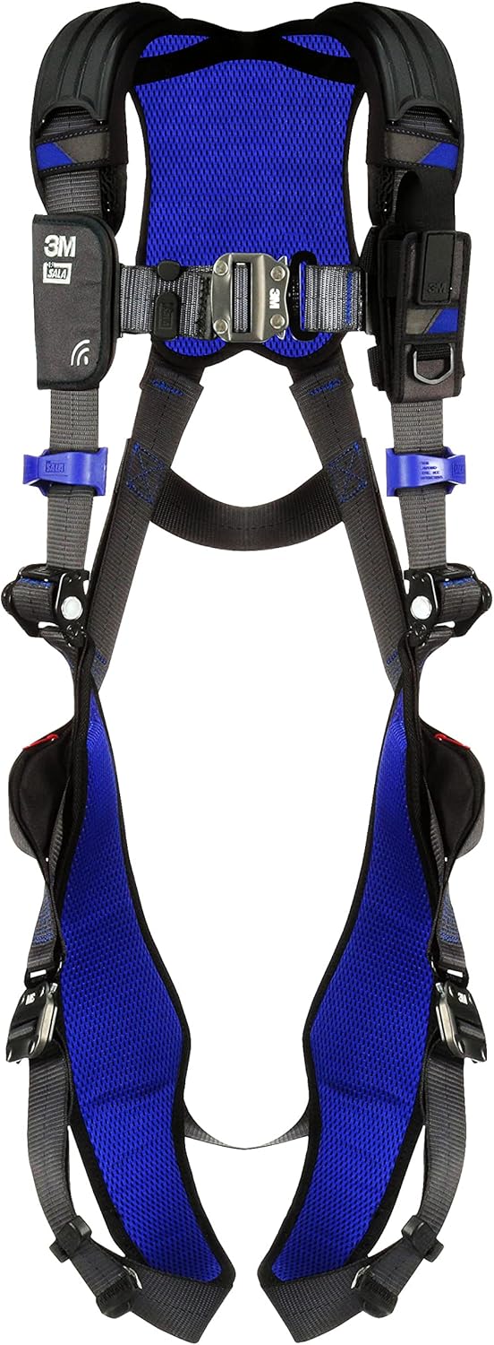 3M 1113007 DBI-SALA ExoFit X300 Comfort Vest Safety Harness Fall Protection, OSHA, ANSI, General Industry, Aluminum Back D-Ring, Auto-Locking Quick Connect Leg and Chest Straps, Large