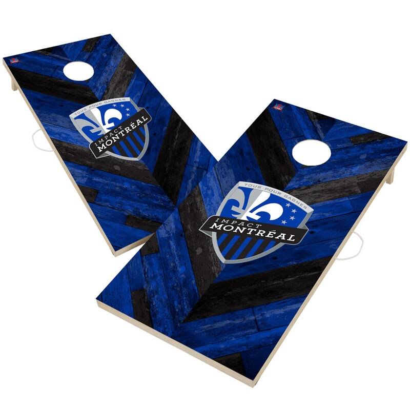 Montreal Impact Solid Wood 2x4 Cornhole Board Set Herringbone Design