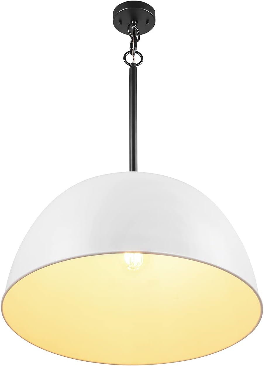 Globe Electric 60401 Warren 1-Light Pendant, Matte White, Dark Bronze Accents