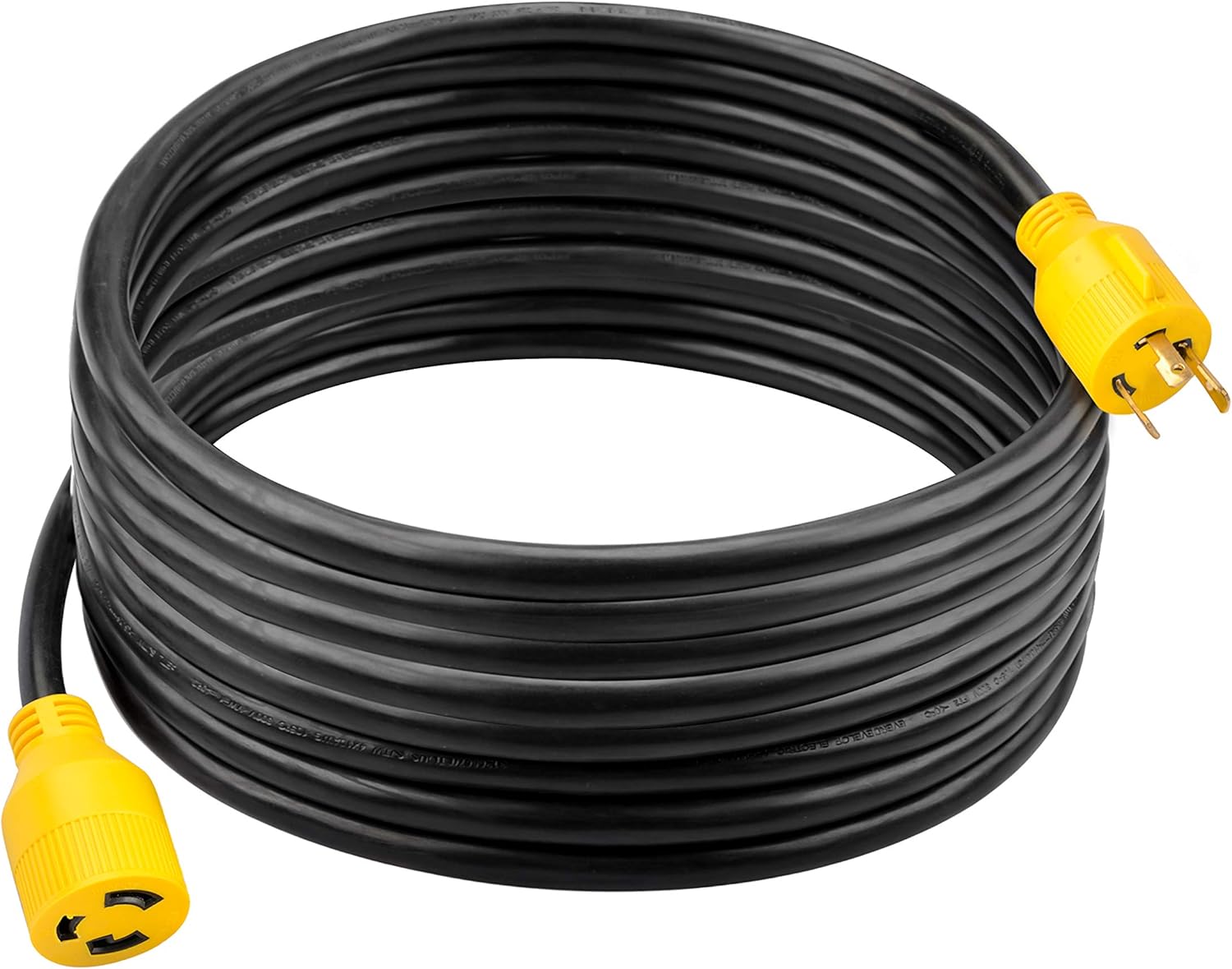 RVMATE 3 Prong 30 Amp Generator Extension Cord 50 Feet, NEMA L5-30P/L5-30R 125V SJTW Jacket