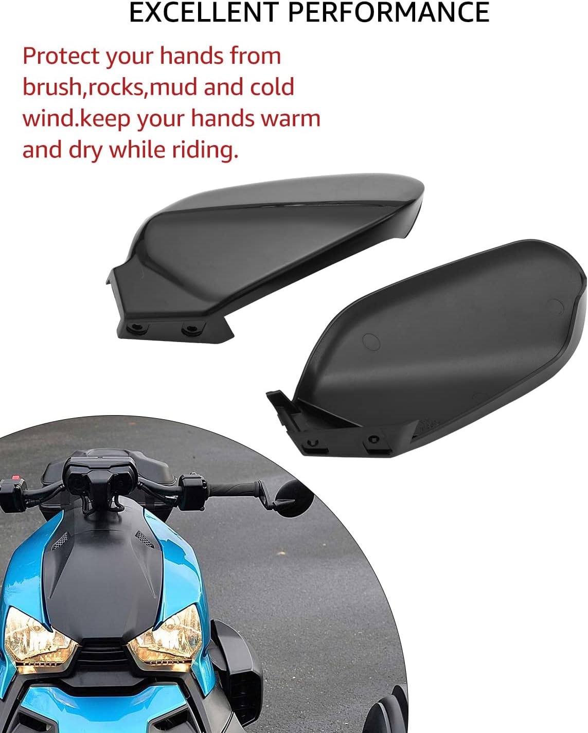 Ryker Handguards Protector Air Deflector,A & UTV PRO Plastic Hand Guards Wind Deflector Kit Compatible with Can-Am Ryker All Models Accessories (2PCS, Replace #219400894) Black