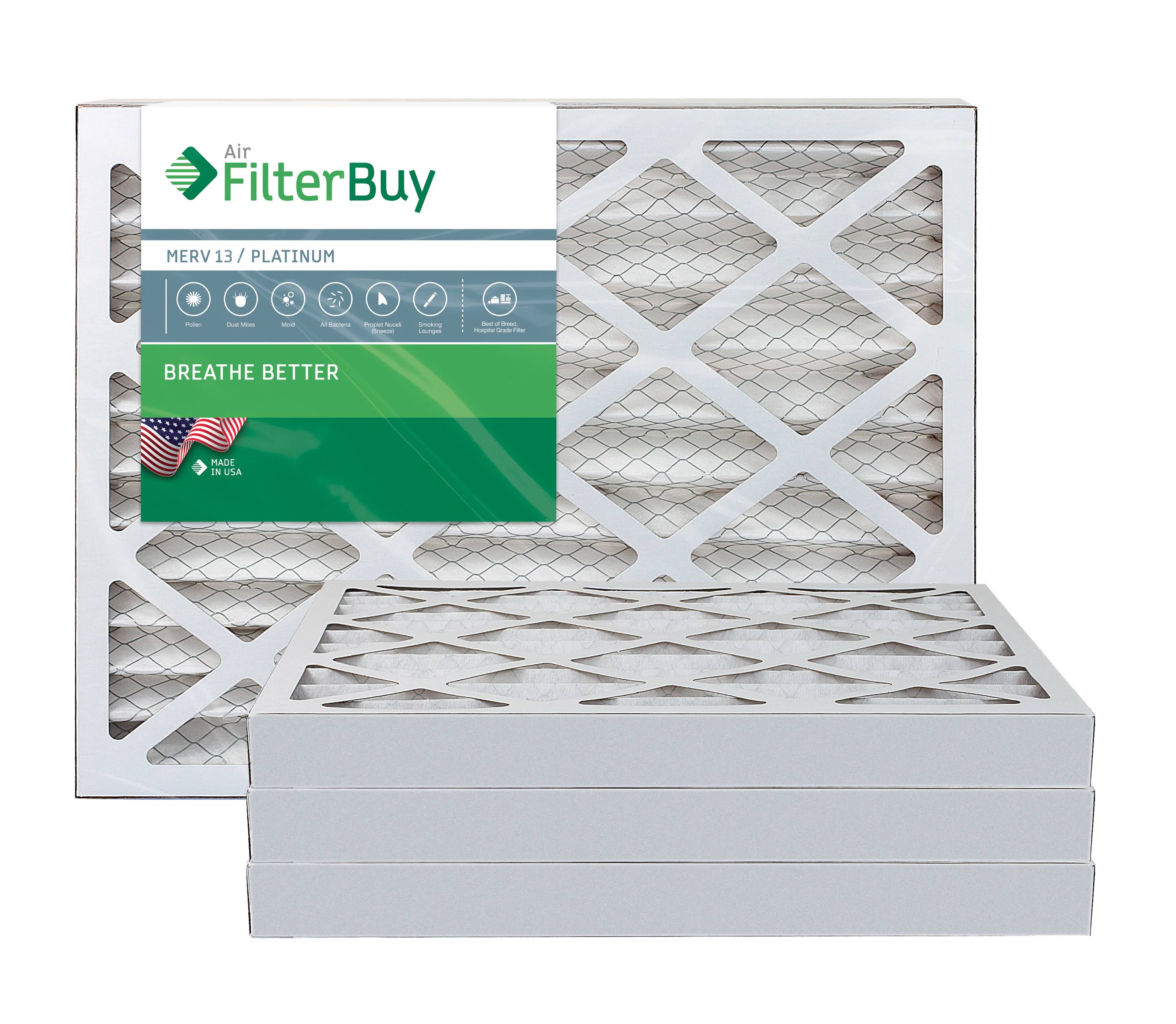 AFB Platinum MERV 13 14x30x2 Pleated AC Furnace Air Filter. Pack of 4 Filters. 100% produced in The USA.