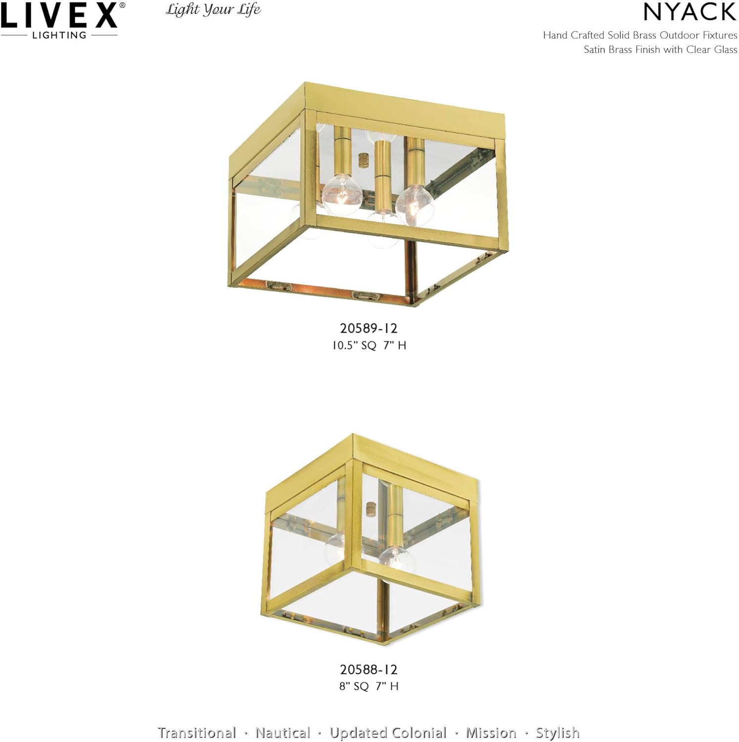 Livex Lighting 20589-80 Nyack - Four Light Outdoor Flush Mount, Nordic Gray Finish with Clear Glass