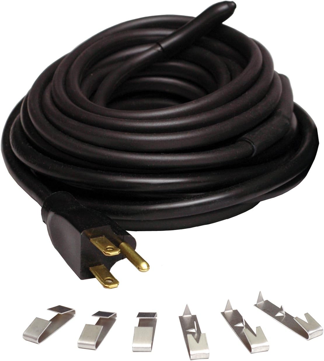Wrap-On Roof and Gutter Deicing Cable - 100' Black Electric Heating Cord with 3 Prong Plug & 120 Volt Operation - 14101