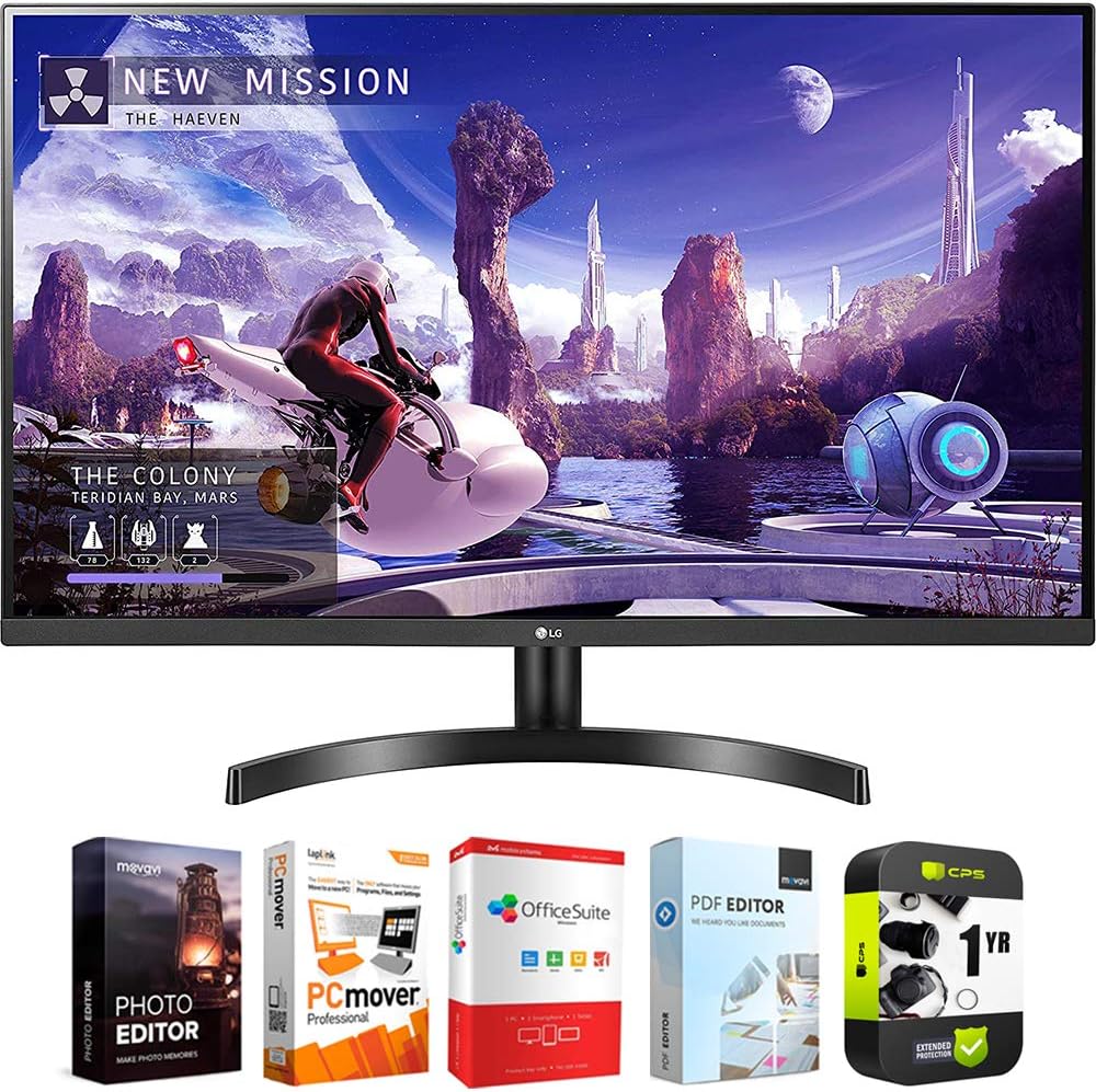 LG 27QN600-B 27 inch QHD 2560x1440 IPS Monitor with AMD FreeSync, HDR10 Bundle with 1 YR CPS Enhanced Protection Pack and Elite Suite 18 Standard Editing Software Bundle