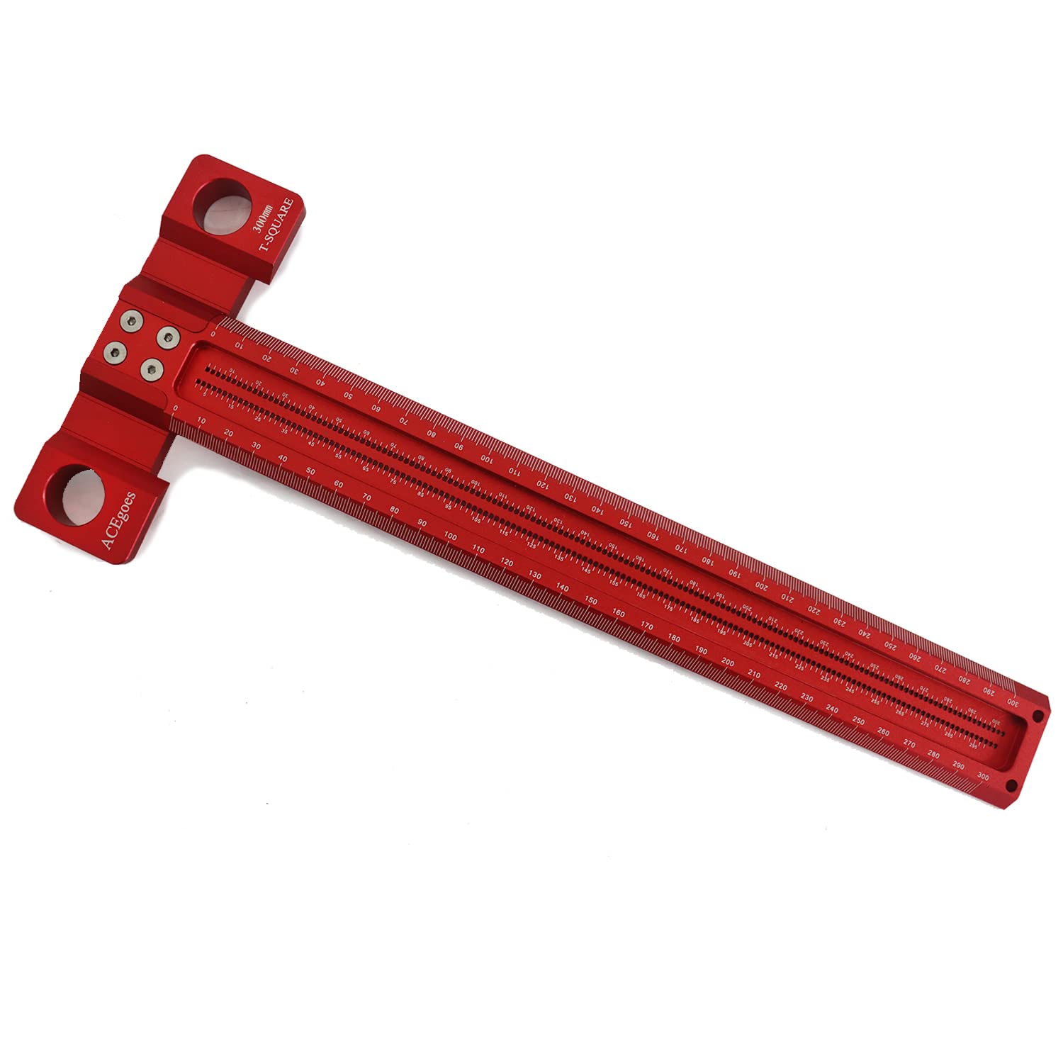 ACEgoes Woodworking Scriber T-Square Ruler 300mm, Architect Ruler for Carpenter Work, Layout and Measuring Tools
