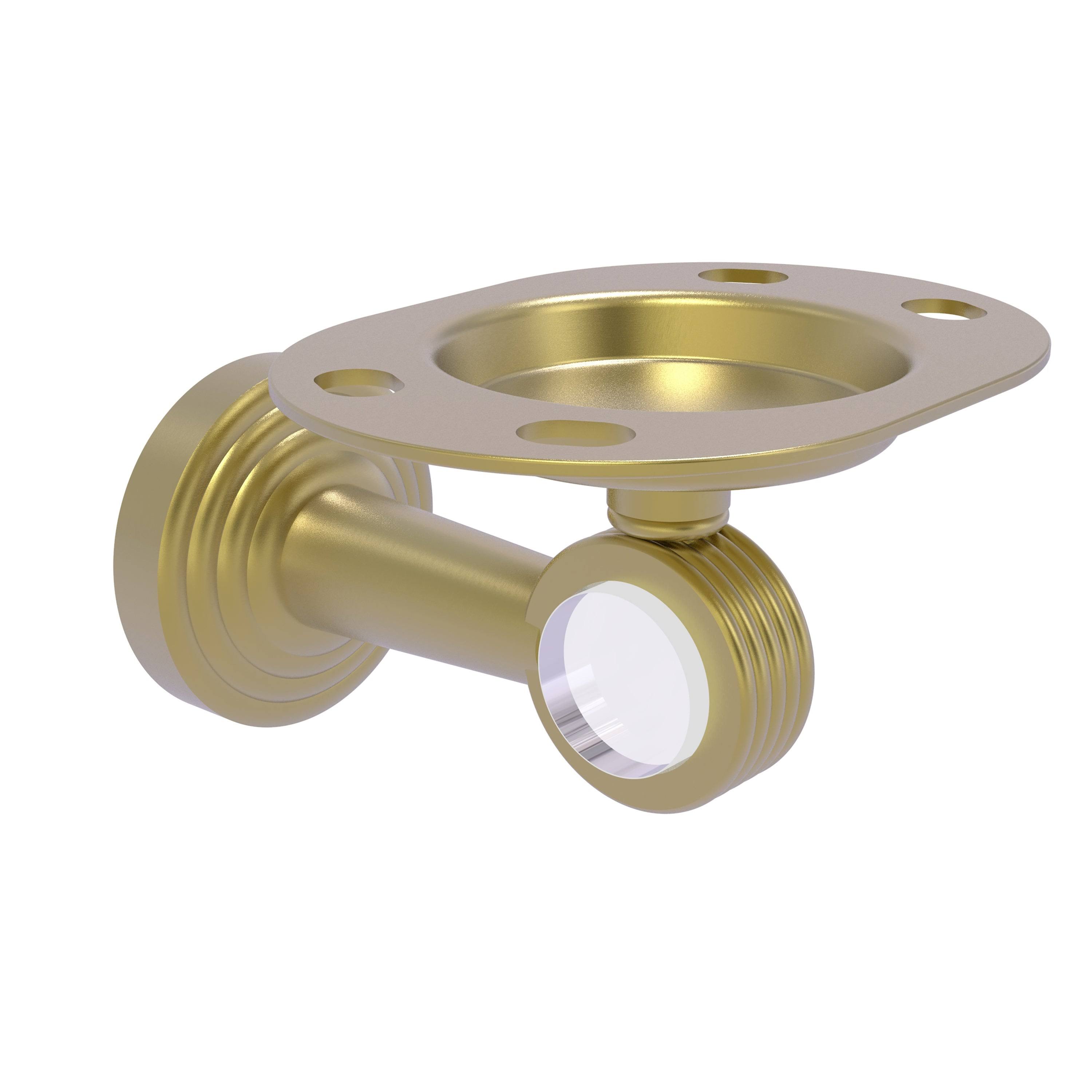 Allied Brass Pacific Beach Collection Tumbler and Toothbrush Holder with Groovy Accents in Satin Brass | PB-26G-SBR