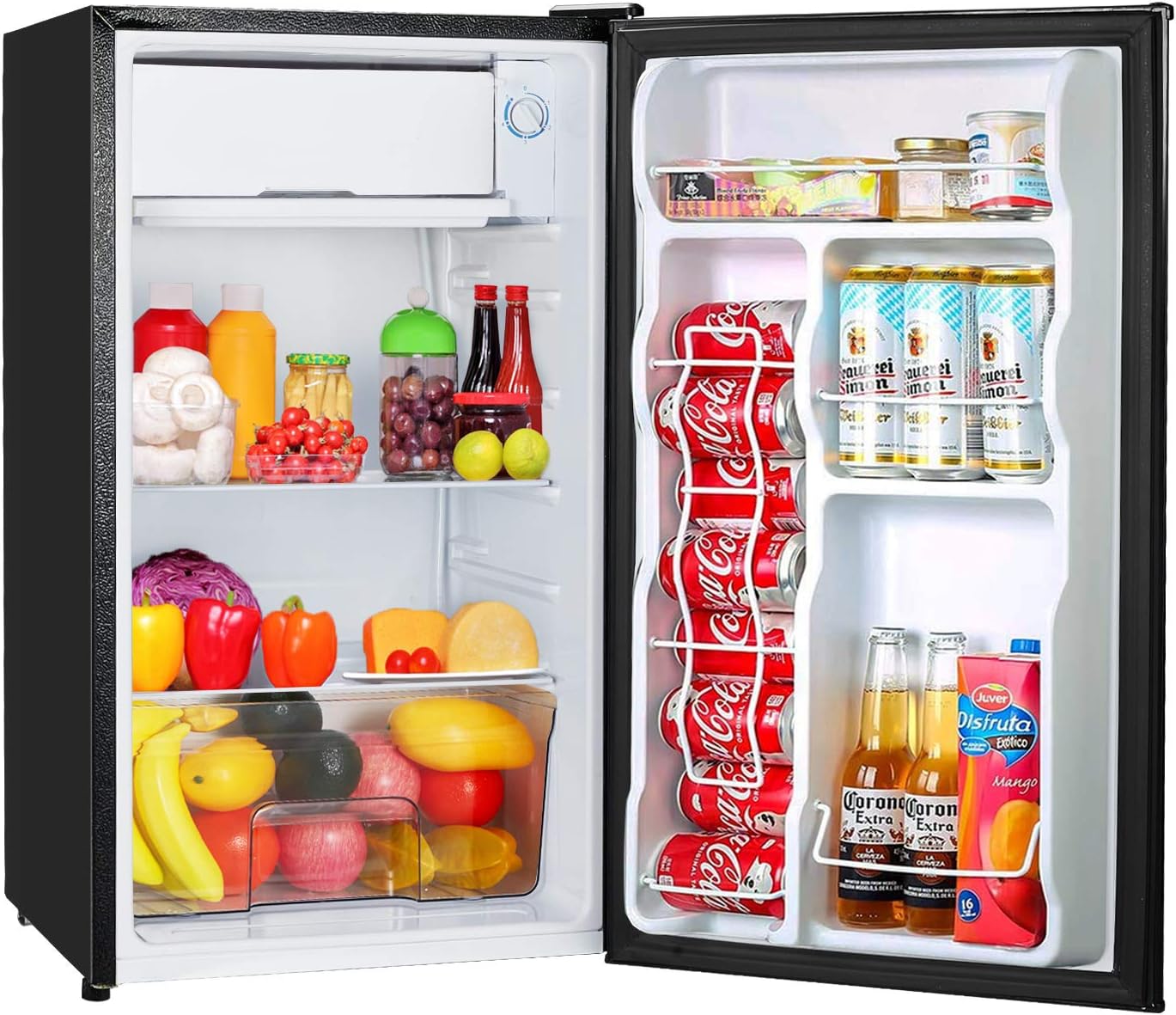 EROMMY Compact Refrigerator Energy Star Single Door Fridge Mini Fridge with Freezer, 3.2 Cu.Ft,Portable Reversible Refrigerator,Super Quiet, Small Refrigerator for Dorm, Bedroom