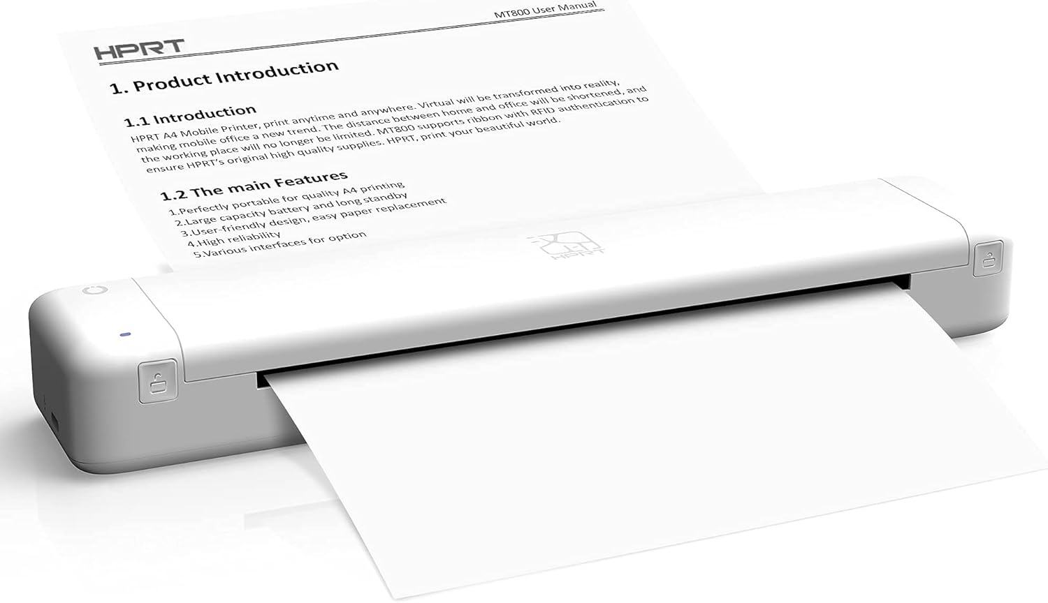 HPRT MT800 Wireless Bluetooth Black-and-White Portable Printer, Supports 8.5