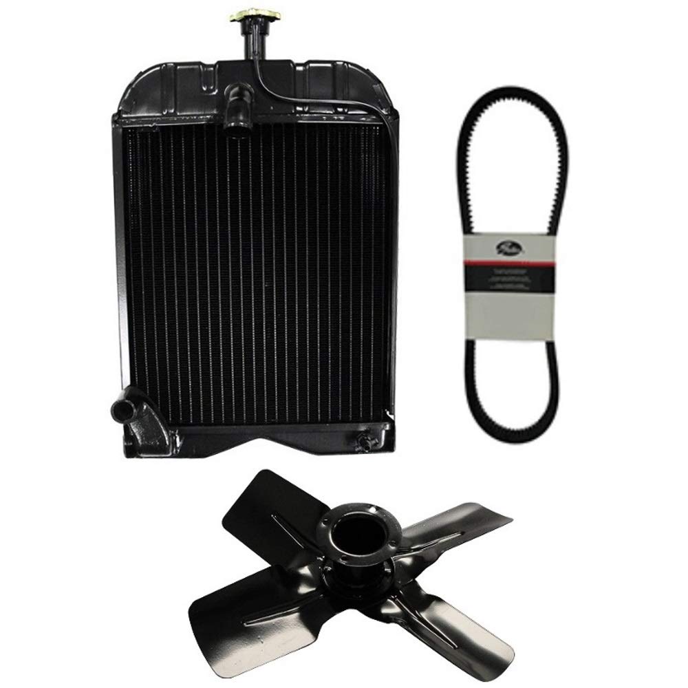 8N8005 Radiator w/ 4 Blade Fan & Belt 8N8600A 86520008 Fits Ford Tractor 2N 8N 9N