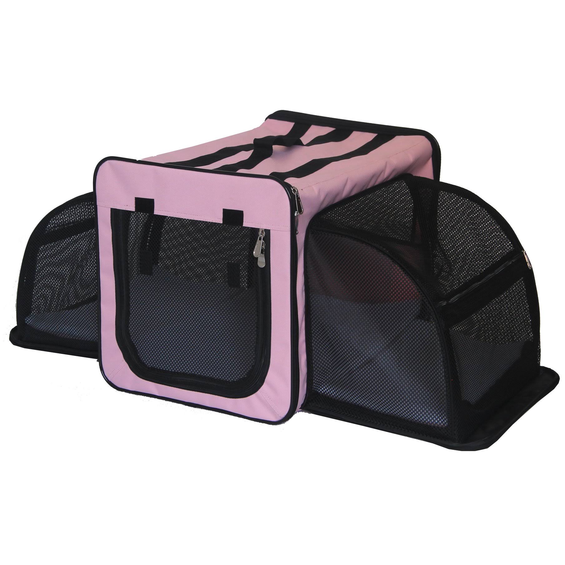 Pet Life Capacious Dual-Expandable Wire Folding Lightweight Collapsible Travel Pet Dog Crate (Blue - Medium)