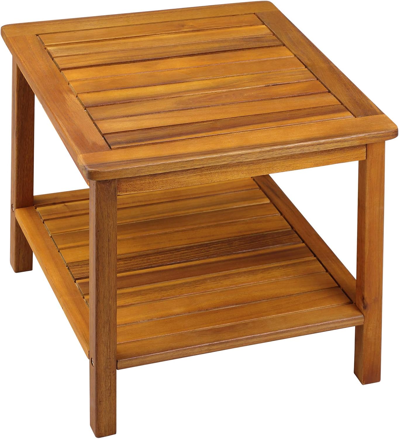 cucunu 18x18 Inch Wooden Outdoor Side Table in Acacia Wood with Extra Storage I Small Patio End Table for Garden, Porch or Living Room I Side Tables