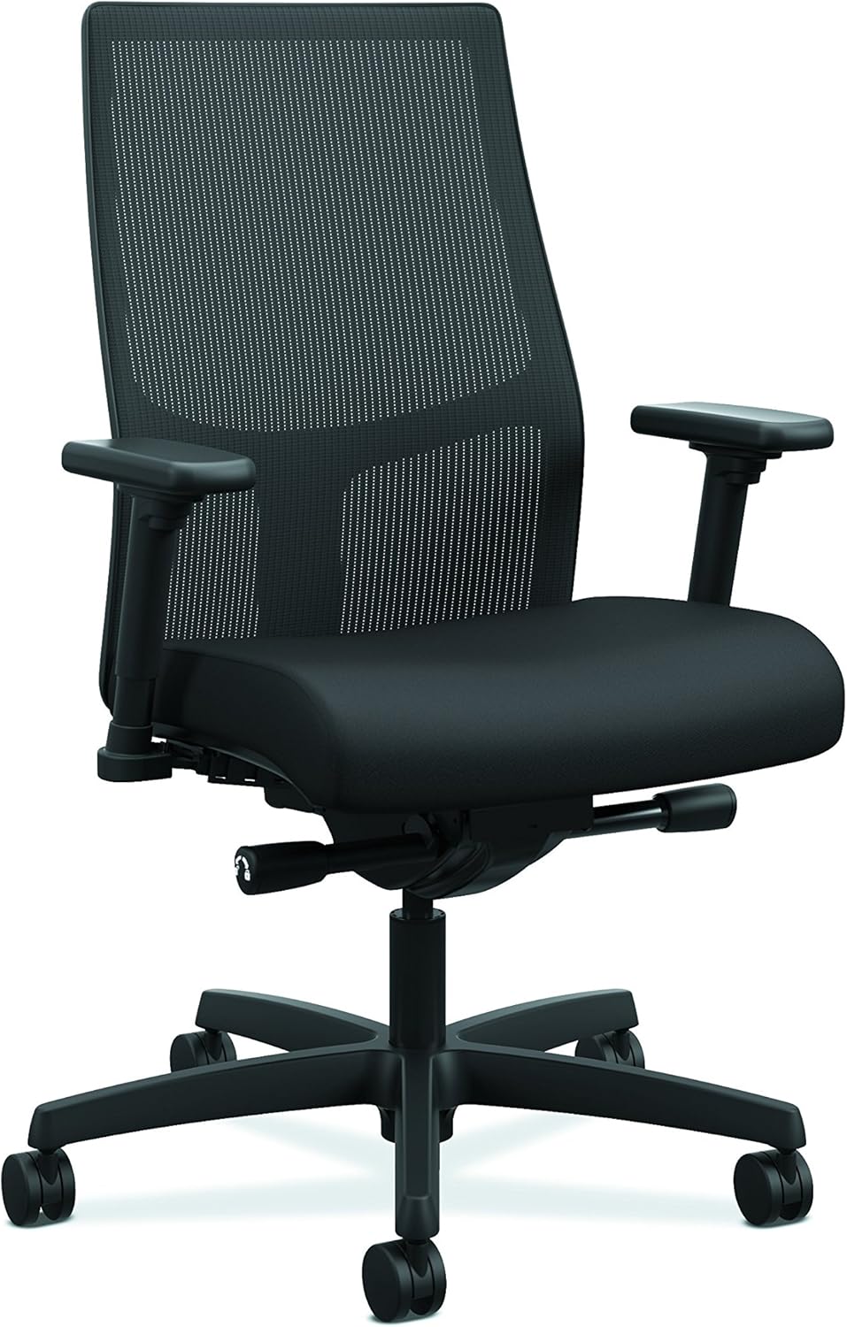 HON Ignition 2.0 Mid-Back - Black Mesh Computer Chair for Office Desk, Black Fabric