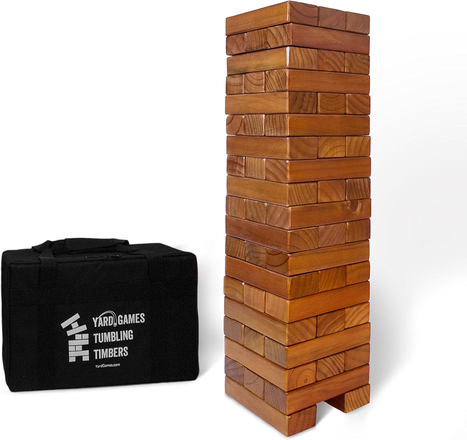Yard Games Large Tumbling Timbers with Carrying Case | Starts at 2-Feet Tall and Builds to Over 4-Feet | Made with Premium Pine Wood Pack of 2