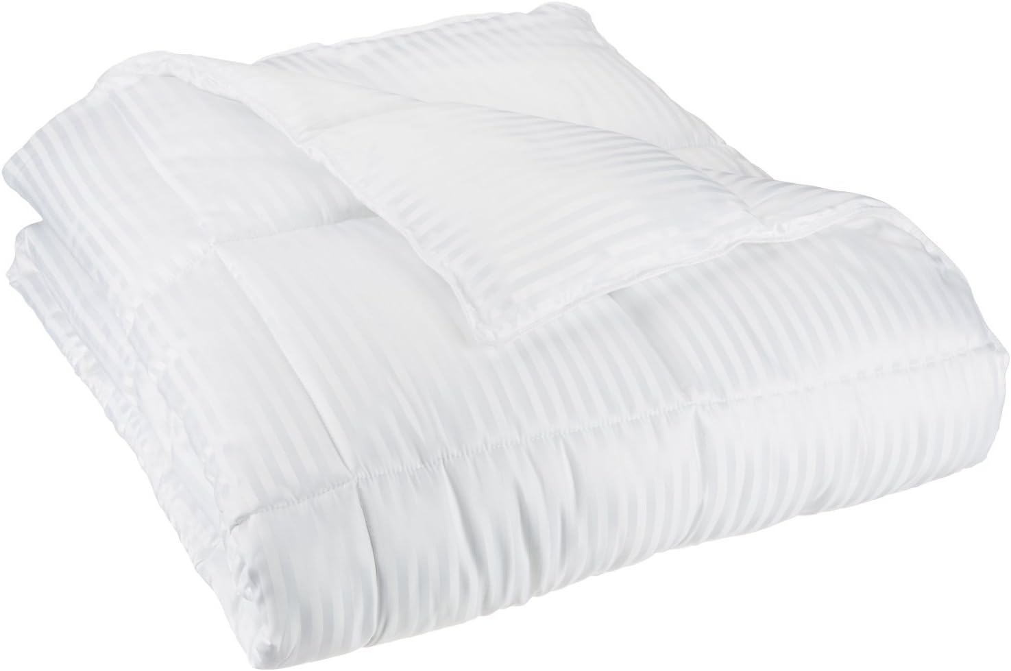 SUPERIOR All-Season Luxurious Striped Down Alternative Comforter, Full/Queen, White Pack of 2
