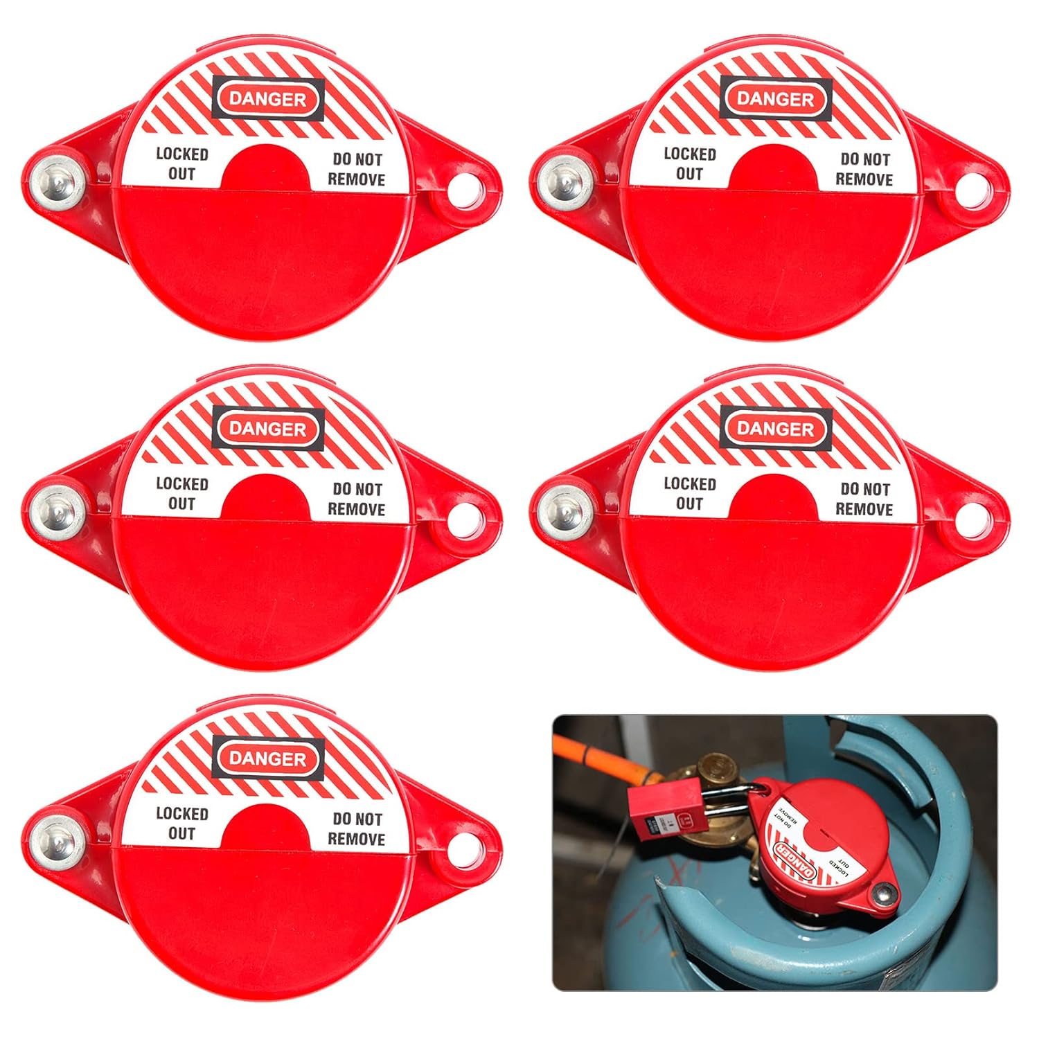 OMGTMD Gate Valve Lockout Lock Out Tag Out Valve Locks for Gas, Water Spigot, and Faucet Locks Outdoor 1 to 2.5 Inch 5 Pack