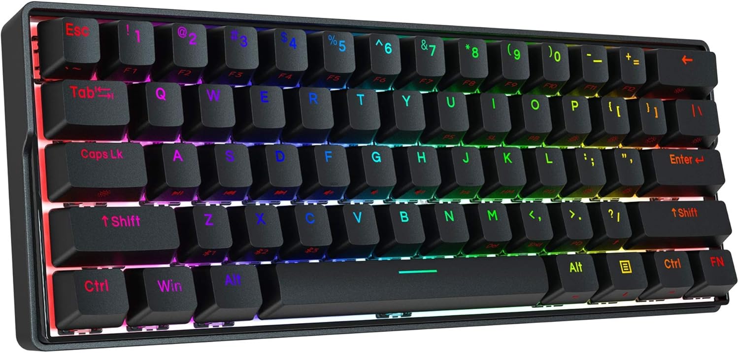 KEMOVE Snowfox Wired/Wireless 60% Mechanical Gaming Keyboard,Hot Swappable Keyboard RGB Backlit PBT Keycaps Full Keys Programmable - 3000mAh Battery (Gateron Red Switch)
